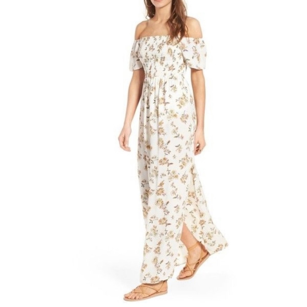 Socialite Smocked Off The Shoulder Maxi Dress